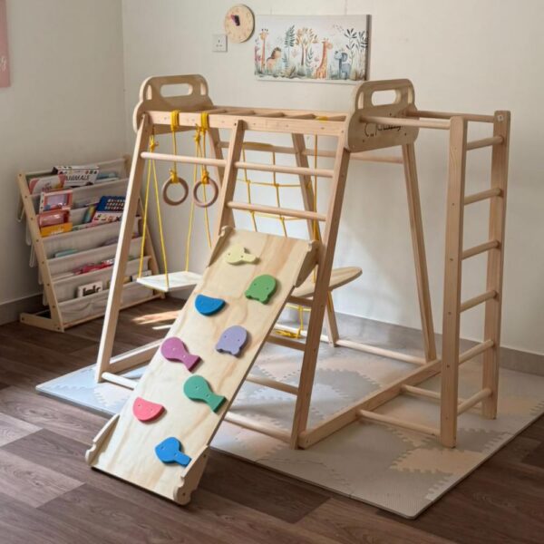 طقم ملعب خشبي داخلي للأطفال – طقم نشاط مونتيسوري (نسخة 2026)