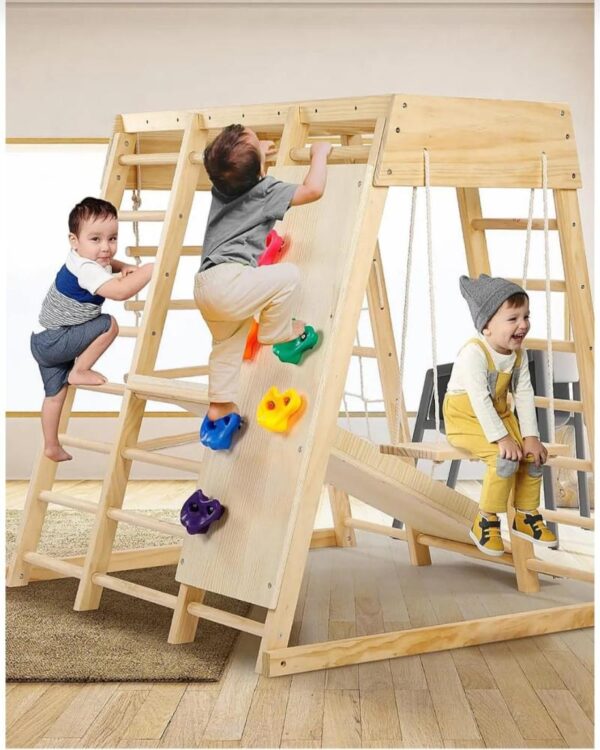 طقم ألعاب خشبي داخلي للأطفال – طقم نشاط وتسلق مونتيسوري