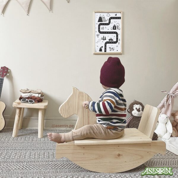 حصان هزاز خشبي للأطفال – لعبة توازن آمنة للرضع والأطفال الصغار