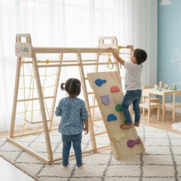 طقم ملعب خشبي داخلي للأطفال – طقم نشاط مونتيسوري (نسخة 2026)