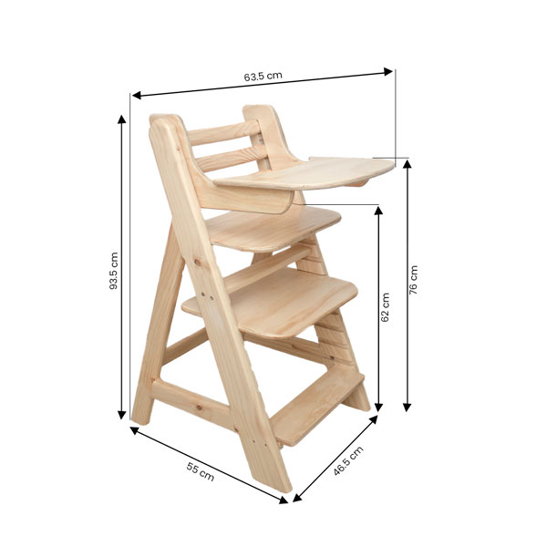 كرسي أطفال مرتفع مونتيسوري 2.0 – قابل للتعديل مع حزام أمان